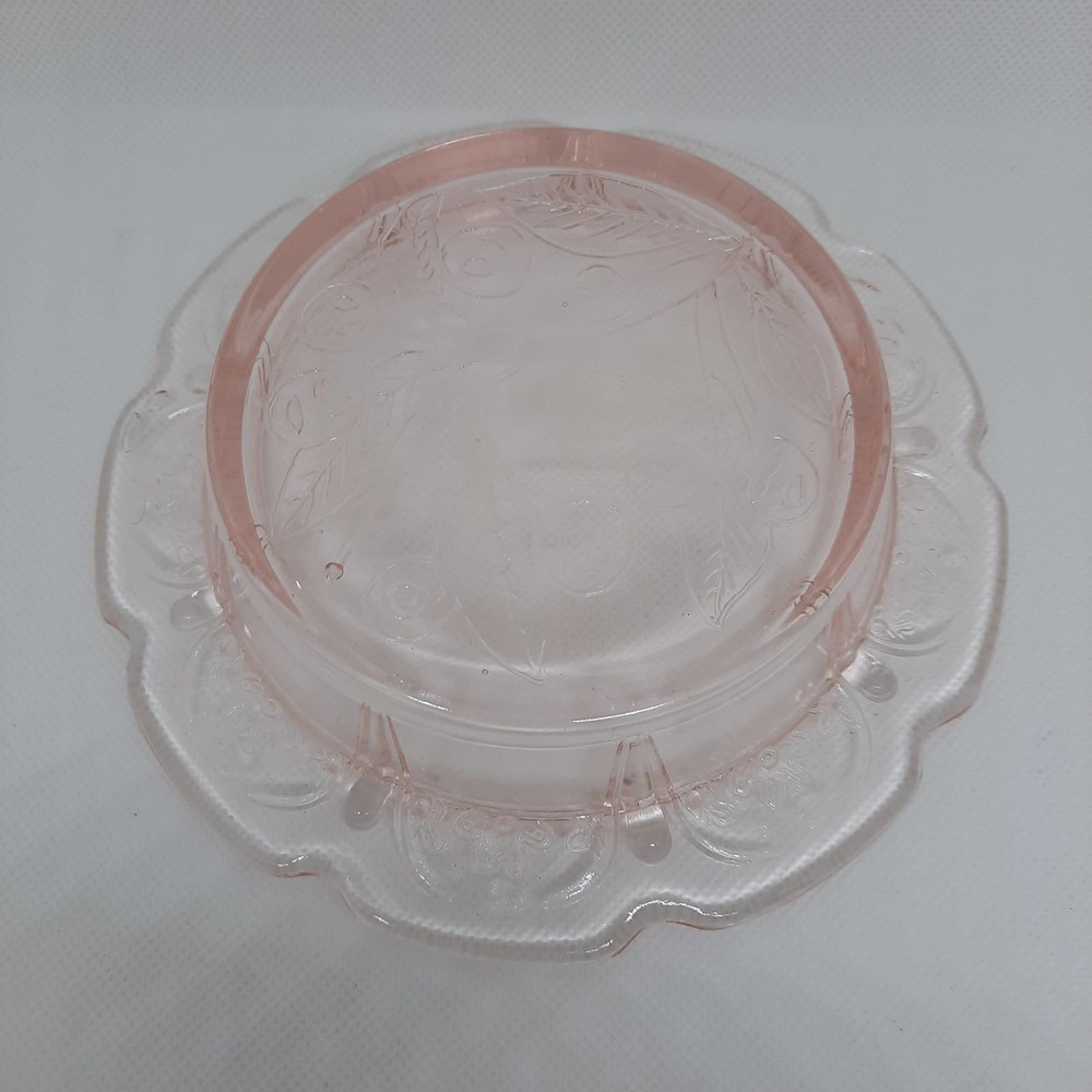 Antique Depression Glass Jeanette Cherries Bowl, Pink - Picture 3 of 9